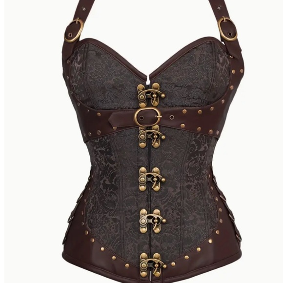 NEW Jacquard Strapless Halter Corset, Tummy Control Lace Up Push Up - Picture 1 of 8